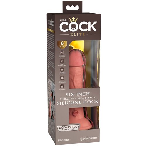 King Cock Elite 6 - pripenjalni, realistični dildo (15 cm) - temno naraven Slike