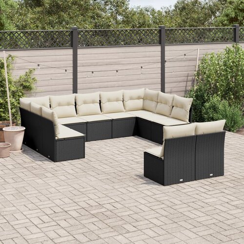  11-dijelni set vrtnih sofa od poliratana s jastucima crni Cijene