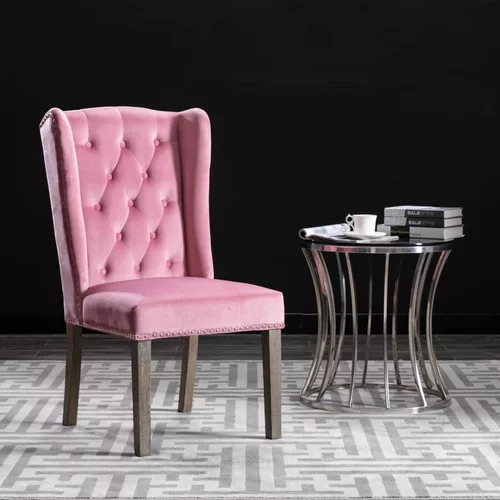 vidaXL Jedilni stol roza žamet