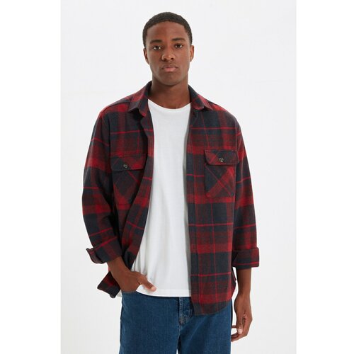 Trendyol Claret Red Men's Double Pocket Covered Regular Fit Shirt Slike