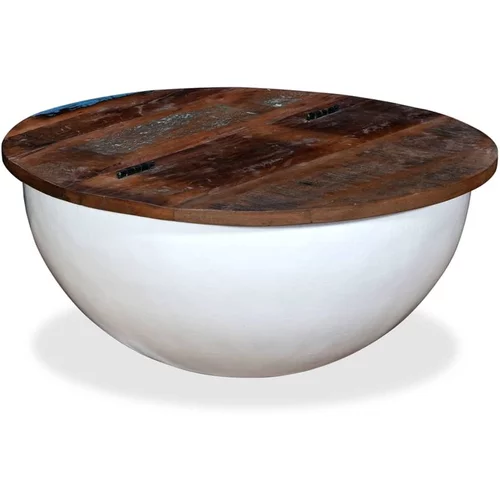  Klubska mizica iz trdnega predelanega lesa bela oblika sklede