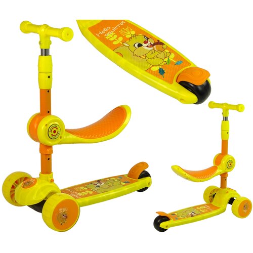 Lean Toys Trikolesni skiro in poganjalec z lučkami in glasbo Rumena lea Slike