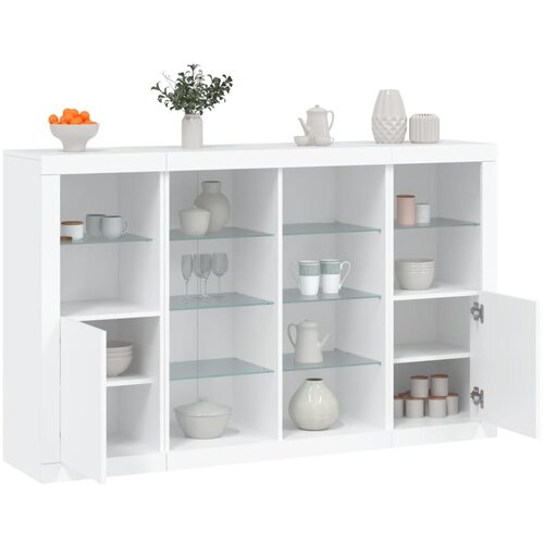  The Living Store Komoda z LED diodami 3 kosi bel inženirski les - Komoda, (21442479) Cene
