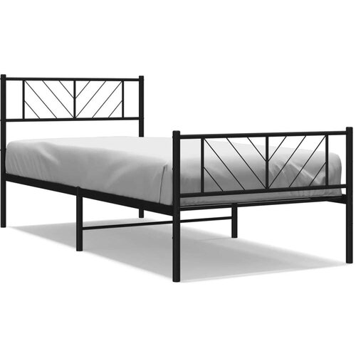 VidaXL Metalni okvir kreveta uzglavlje i podnožje crni 90x190 cm Slike