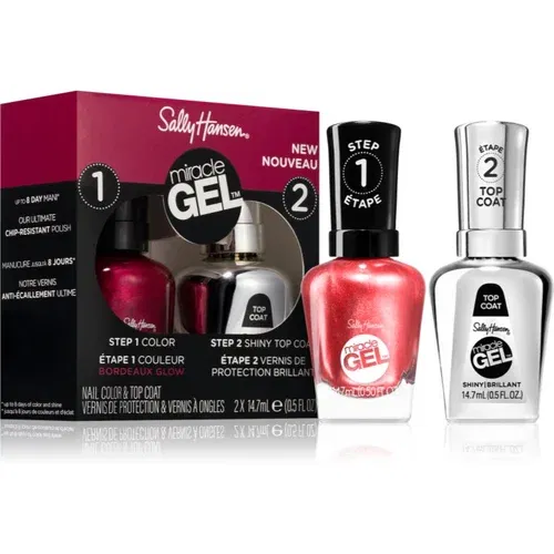 Sally Hansen Miracle Gel™ set - lak za nokte i top coat 940 Bordeaux-Glow nijansa