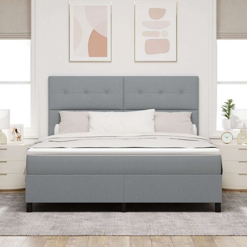 Box spring krevet s madracem svijetlosiva super king tkanina Slike