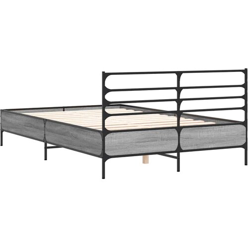  Okvir kreveta boja hrasta 120x200 cm konstruirano drvo i metal Siva 120 x 200 cm Slike