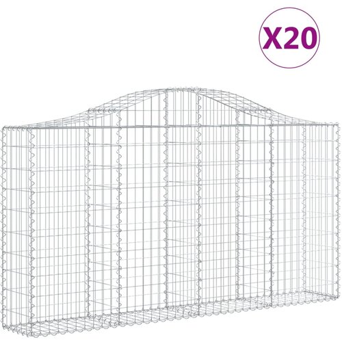  Lučne gabionske ko&amp;scaron;are 20kom 200x30x100/120cm pocinčano željezo Slike