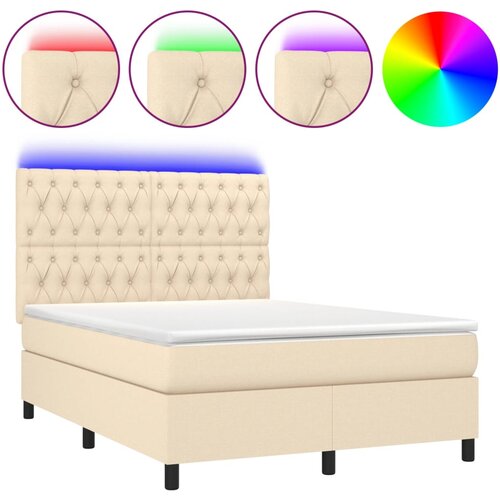Maison Chic Box spring postelja - Vzmetna postelja z vzmetnico LED krem 140x200 cm blago SL22371, (21892504) Cene