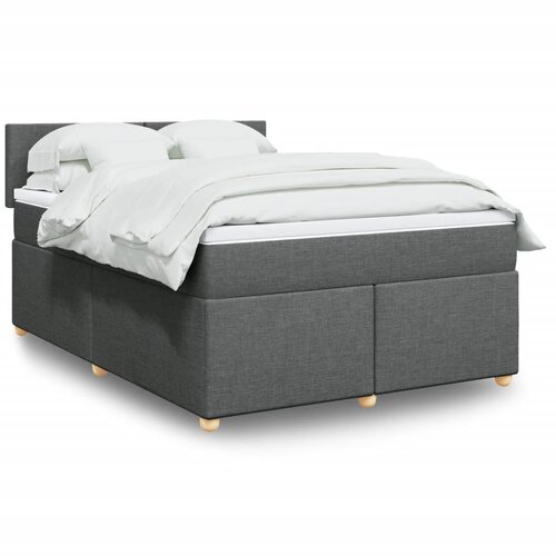VidaXL Box spring postelja z vzmetnico temno siva 140x200 cm blago Slike