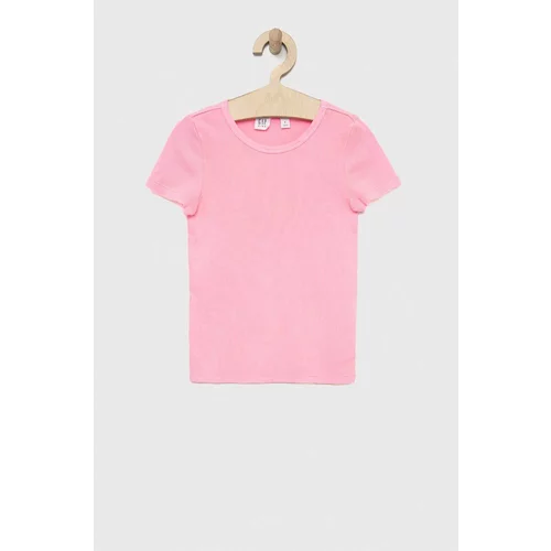 GAP Dječja pamučna majica kratkih rukava boja: ružičasta