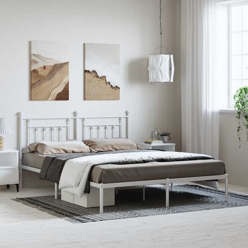  Metalni okvir za krevet s uzglavljem bijeli 183x213 cm Cijene
