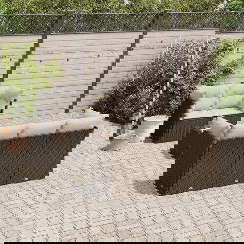 vidaXL 6-dijelni set vrtnih sofa od poliratana s jastucima smeđi Cijene