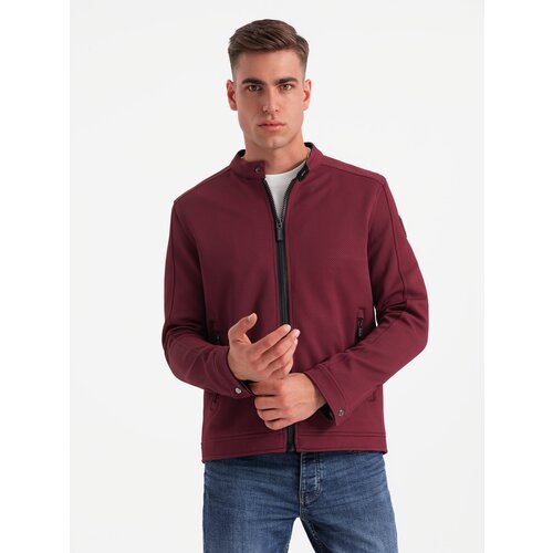 Ombre Men's BIKER jacket in structured fabric - maroon Cene