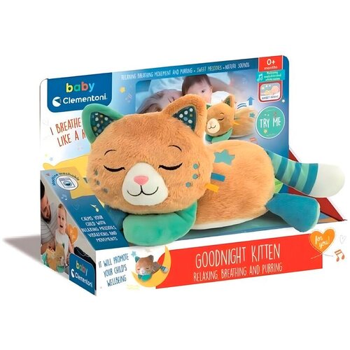 Clementoni Baby pli&amp;scaron;ana mačkica Goodnight Kitten koja di&amp;scaron;e i prede 17969 Slike