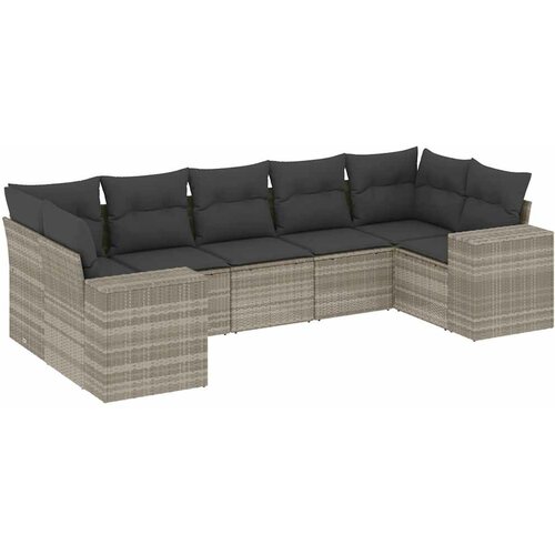 Maison Chic Seti vrtnega pohištva - Vrtna garnitura - Vrtni pohištvo set 7-delna z blazinami siv poli ratan, (21802636) Cene