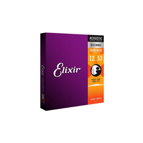 ŽICE ZA AK GITARU ELIXIR LIGHT MEDIUM 012/53 Nanoweb Slike
