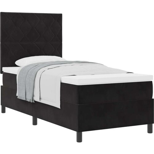 vidaXL Box Spring Postelja z Žimnico Črna Enosobna Žamet Cene