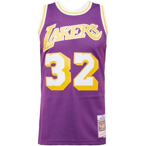 Mitchell & Ness Tehnička sportska majica 'LOS ANGELES LAKERS - MAGIC JOHNSON' zlatno žuta / patlidžan / bijela