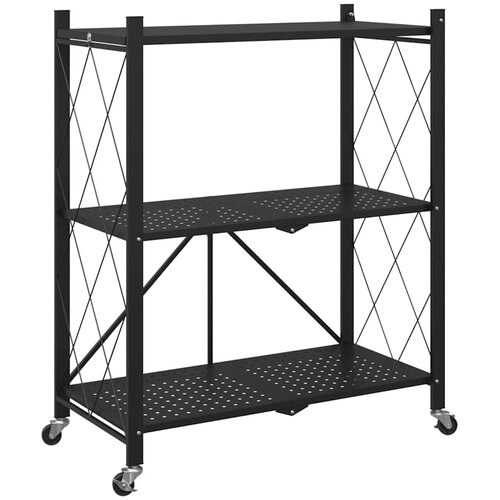 vidaXL Polica za shranjevanje na kolesih črna 71x34x88 cm jeklo Cene