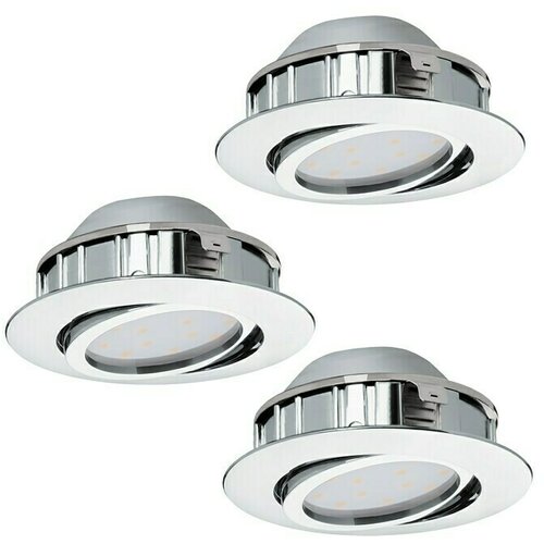 Eglo Set ugradbenih LED svjetiljki Pineda (6 W, D x &amp;Scaron; x V: 8,4 x 8,4 x 4 cm, Krom, 3 Kom., Topla bijela) Slike