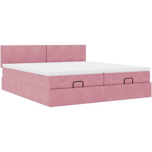 vidaXL Otomanski posteljni okvir z vzmetnicami roza 160x200cm žamet, (21607735) Cene