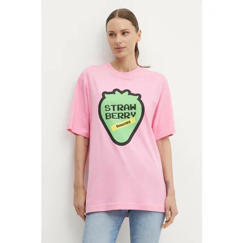 United Colors Of Benetton Bombažna kratka majica roza barva