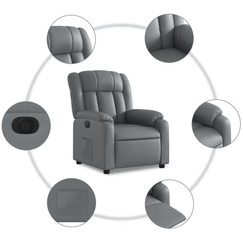  Električni naslonjač od umjetne kože sivi Slike
