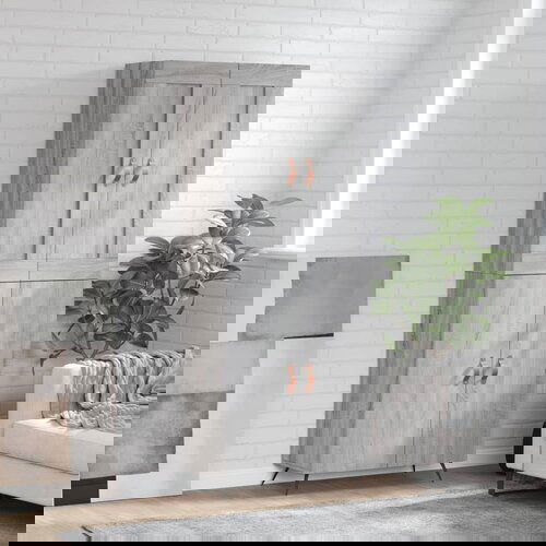 VidaXL Visoka komoda siva sonoma 69,5x34x180 cm inženirski les Slike
