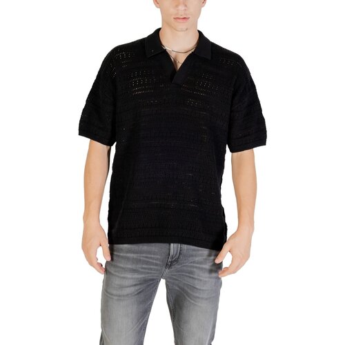 Only &amp;amp; Sons Puloverji ONSGRAYSON DS 5 CHOCHET POLO KNIT NOOS 22031835 Črna Slike