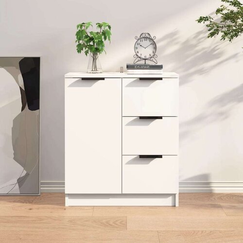  Komoda bela 60x30x70 cm konstruiran les, (20654891) Slike