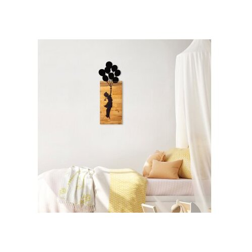Wallity chıld and balloons black decorative wooden wall accessory Cene