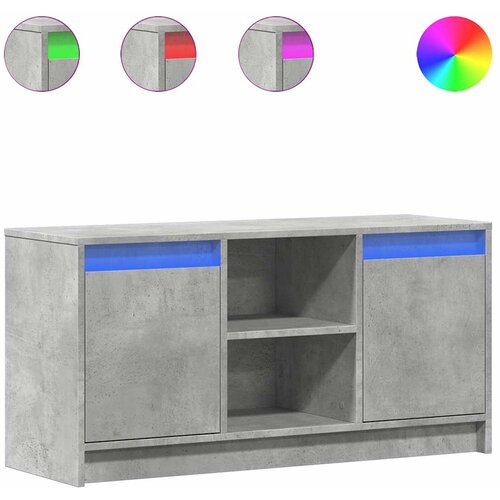 TV ormarić s LED svjetlima boja betona 100x34x50 cm drveni Siva Slike