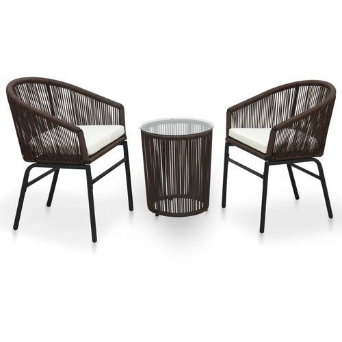 PVC 3-dijelni bistro set od ratana s jastucima smeđi Slike