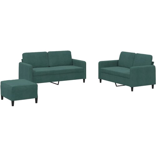 Maison Chic Sedežna garnitura - kavč 3-delna temno zelen žamet, (21728284) Cene