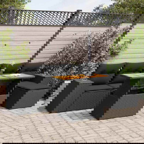 vidaXL 6-dijelni set vrtnih sofa s jastucima crni od poliratana Cijene
