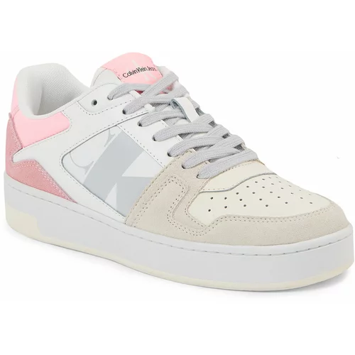 Calvin Klein Jeans Superge Basket Cupsole Laceup Mix Lth Wn YW0YW01051 Bright White/Cotton Candy 01U
