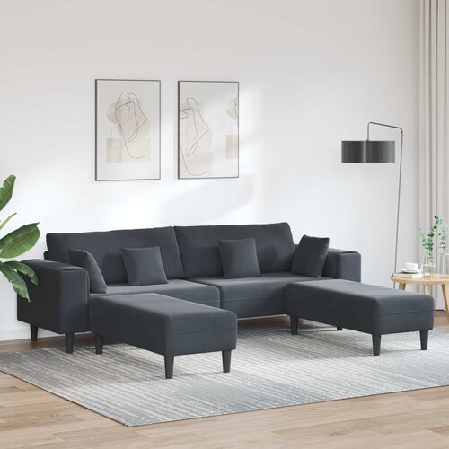 SOFA 3 pcs Tamno siva 250 x 188 x 76 cm Baršun Cene