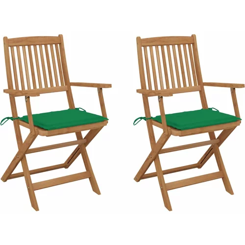  Sklopive vrtne stolice s jastucima 2 kom od bagremovog drva