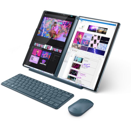 Lenovo laptop Yoga Book 9 13IMU9 (Tidal Teal/ Aluminium) 12-Ultra7 155U (2P+10E) 4.8GHz/12MB 32GB DDR5 1TB-NVMe 2x 13.3" 2.8K (2880x1800) 83FF001YRM Cene
