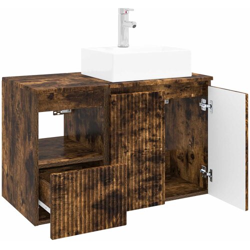  Set namje&amp;scaron;taja za kupaonicu 2 kom. Dimljeni hrast Smeđa 49,5 x 41 x 79,5 cm Slike
