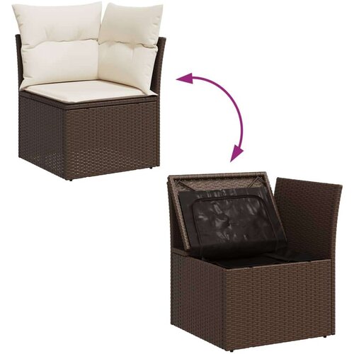VidaXL 8-dijelni set vrtnih sofa s jastucima smeđi od poliratana Slike