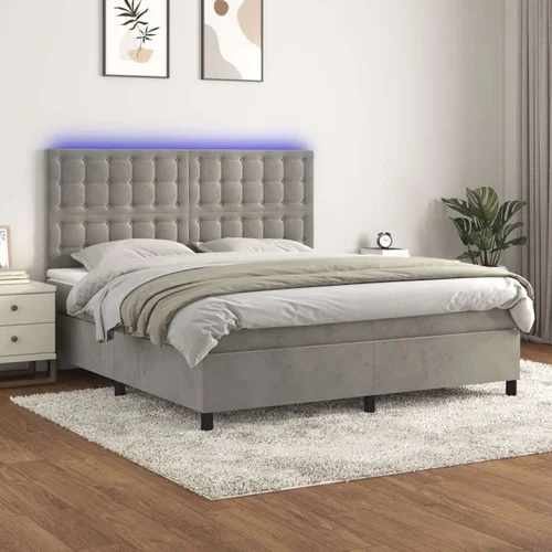  box spring s madracem LED svjetlosivi 160x200 cm baršun