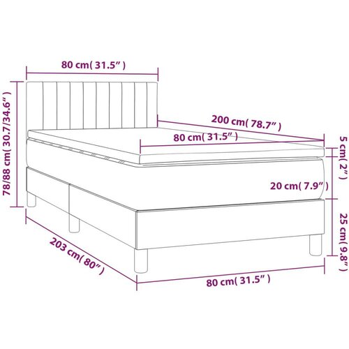 vidaXL Krevet box spring s madracem LED ružičasti 80x200 cm baršunasti Cijene