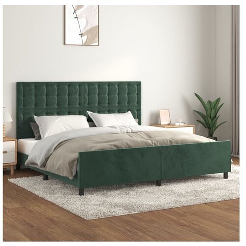 VidaXL Posteljni okvir z vzglavjem temno zelen 200x200 cm ža Slike