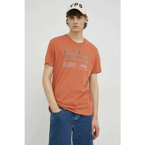 G-star Raw Pamučna majica boja: narančasta, s tiskom
