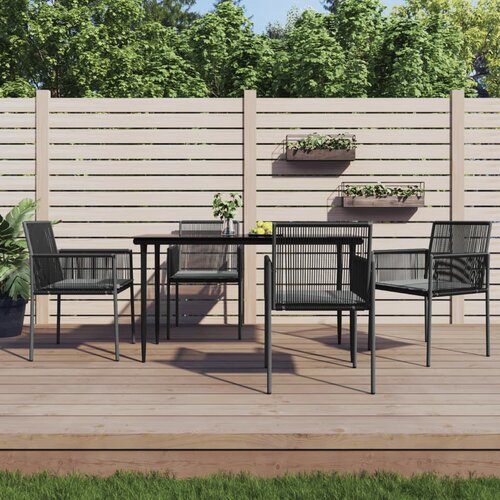 VidaXL Vrtni stoli z blazinami 4 kosi črni 54x60,5x83,5 cm poli ratan Slike