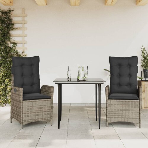  3-dijelni vrtni blagovaonski set sivi od poliratana Siva 80 x 80 x 74 cm Cene