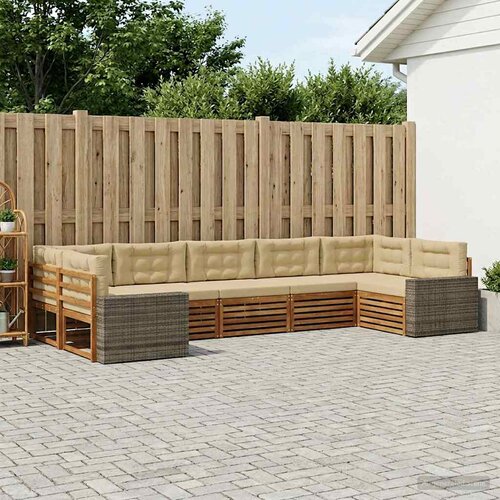  Set vanjskih sofa 7 kom. Prirodna i bež Čvrsto drvo akacije Cijene