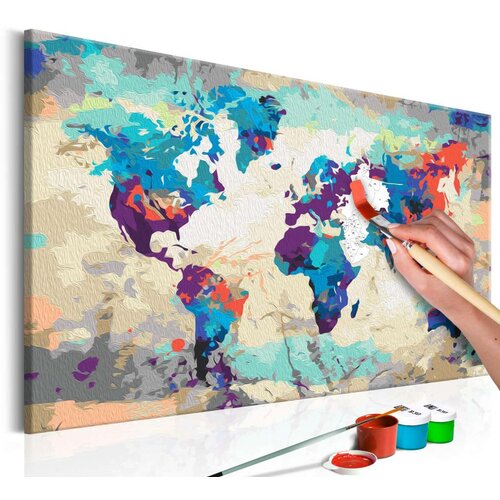  Slika za samostalno slikanje - World Map (Blue &amp Red) 60x40 Cijene